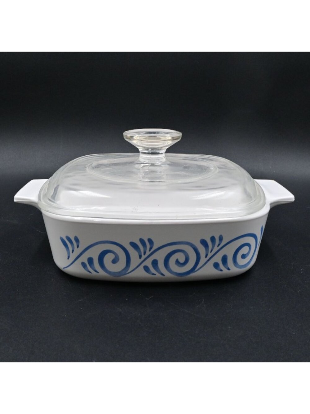 CorningWare Oceanview Casserole Dish 1L With Glass Lid Blue Swirl Pattern